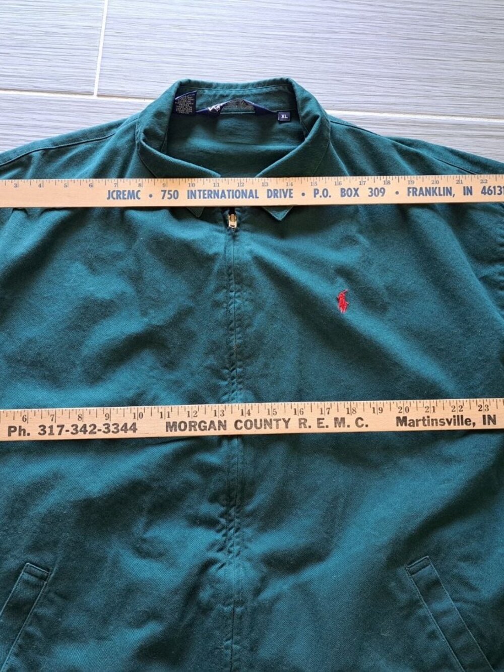 Polo Ralph Lauren Green Zip Jacket XL Mens Embroidered Cotton Red Pony Logo - Picture 11 of 13